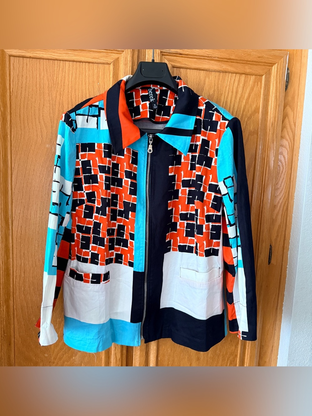Berek geometric print zip-up jacket multicoloror XL for women